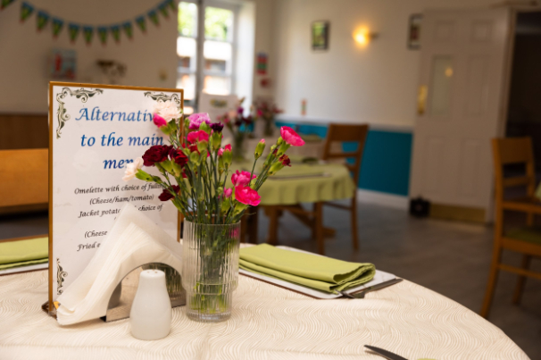 Dining area with menu