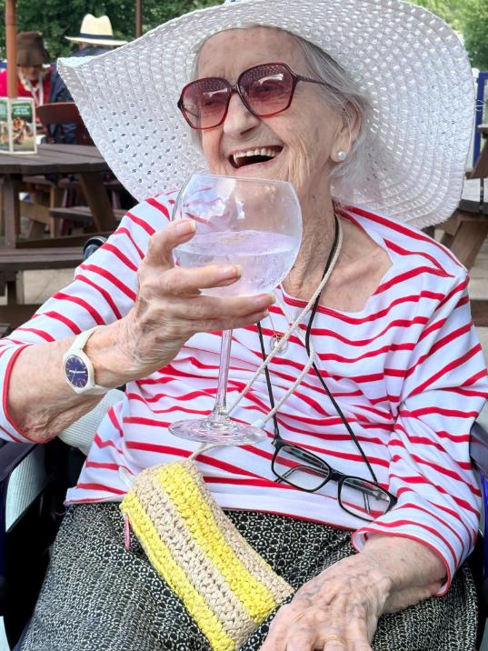 Resident with drink at Ruislip lido