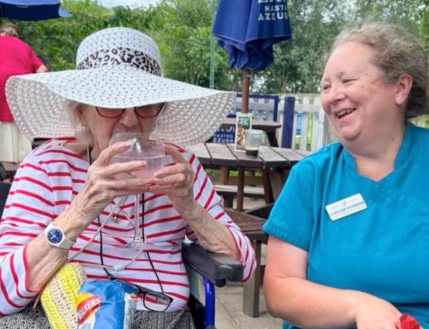 resident with carer