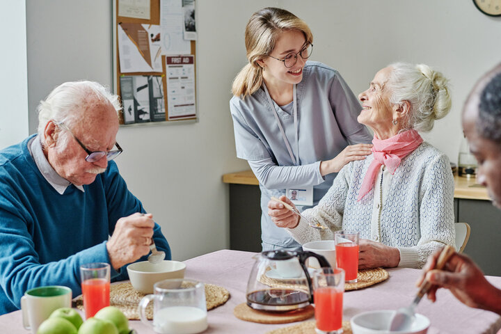 residents eating at the table